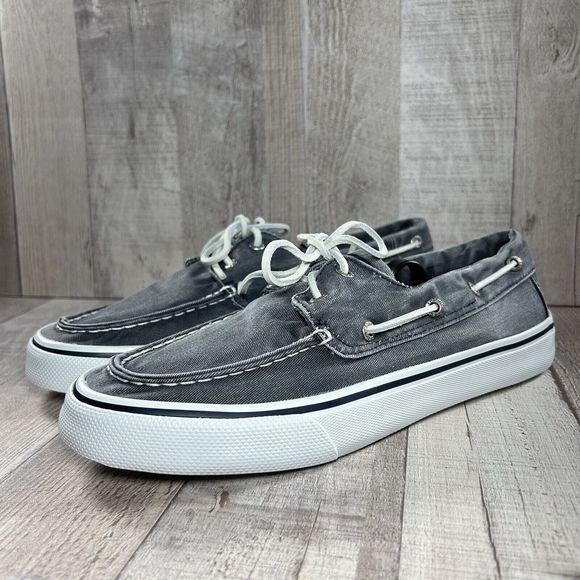 Sperry Men's Bahama II Boat Shoes Sneakers Canvas Denim Salt Washed Gray Size 9 - Picture 1 of 12